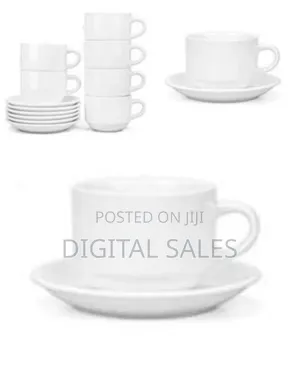 Restaurants and Office 6 Piece Cups and 6 Saucers -White