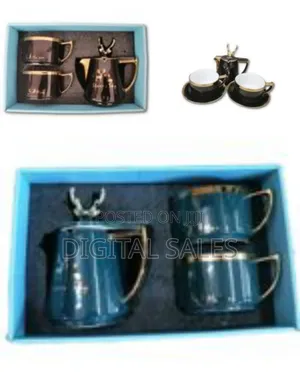 Breakfast Tea Pot 2 Cup Saucers Gift Set, 2pcs
