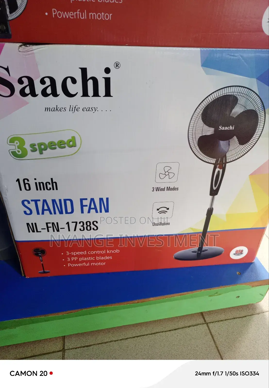 Stand Fan With Strong Wind. Sachi Brand