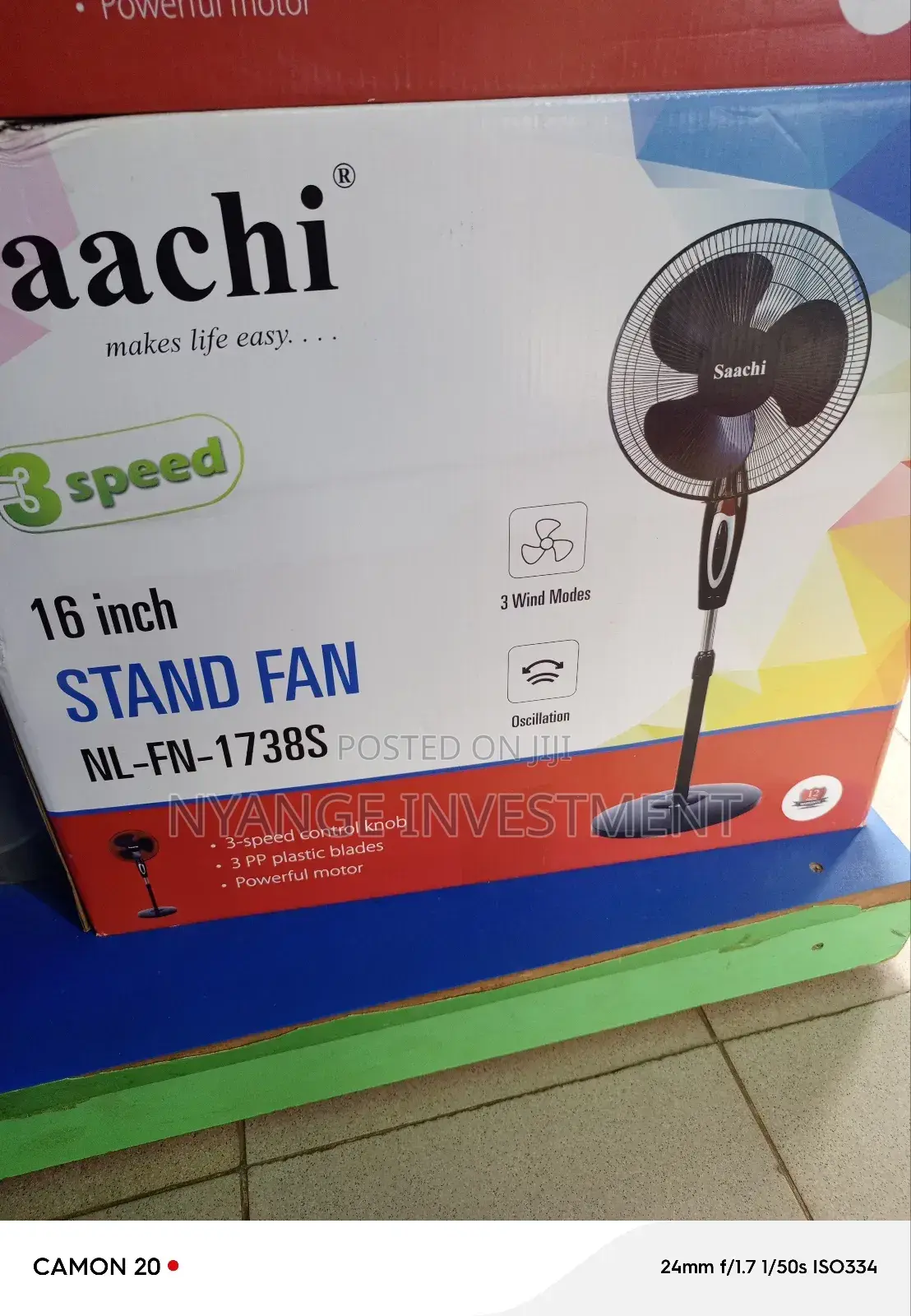 Stand Fan With Strong Wind. Sachi Brand