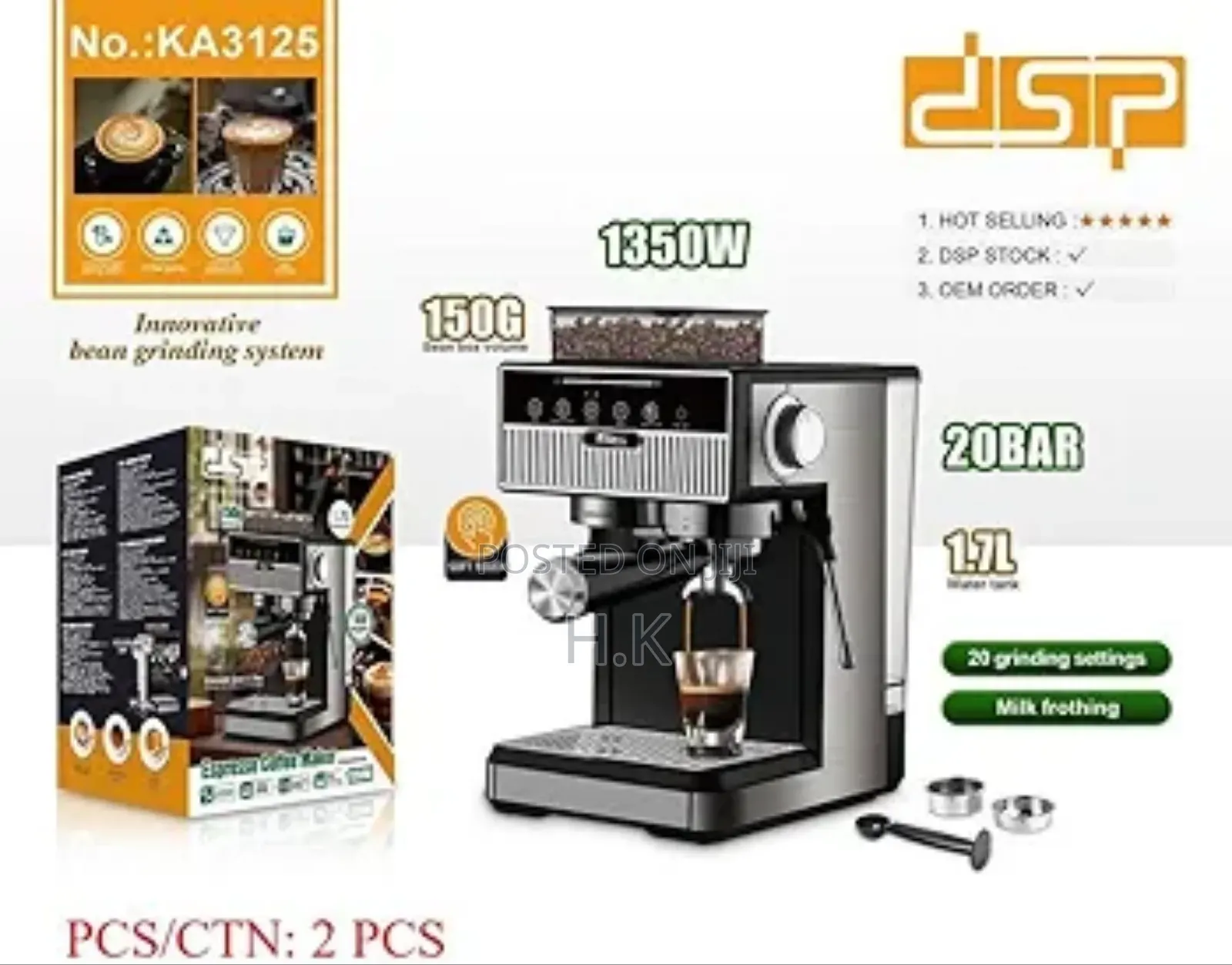 DSP Ka3125 Espresso Coffee Maker 20bar 1.7l