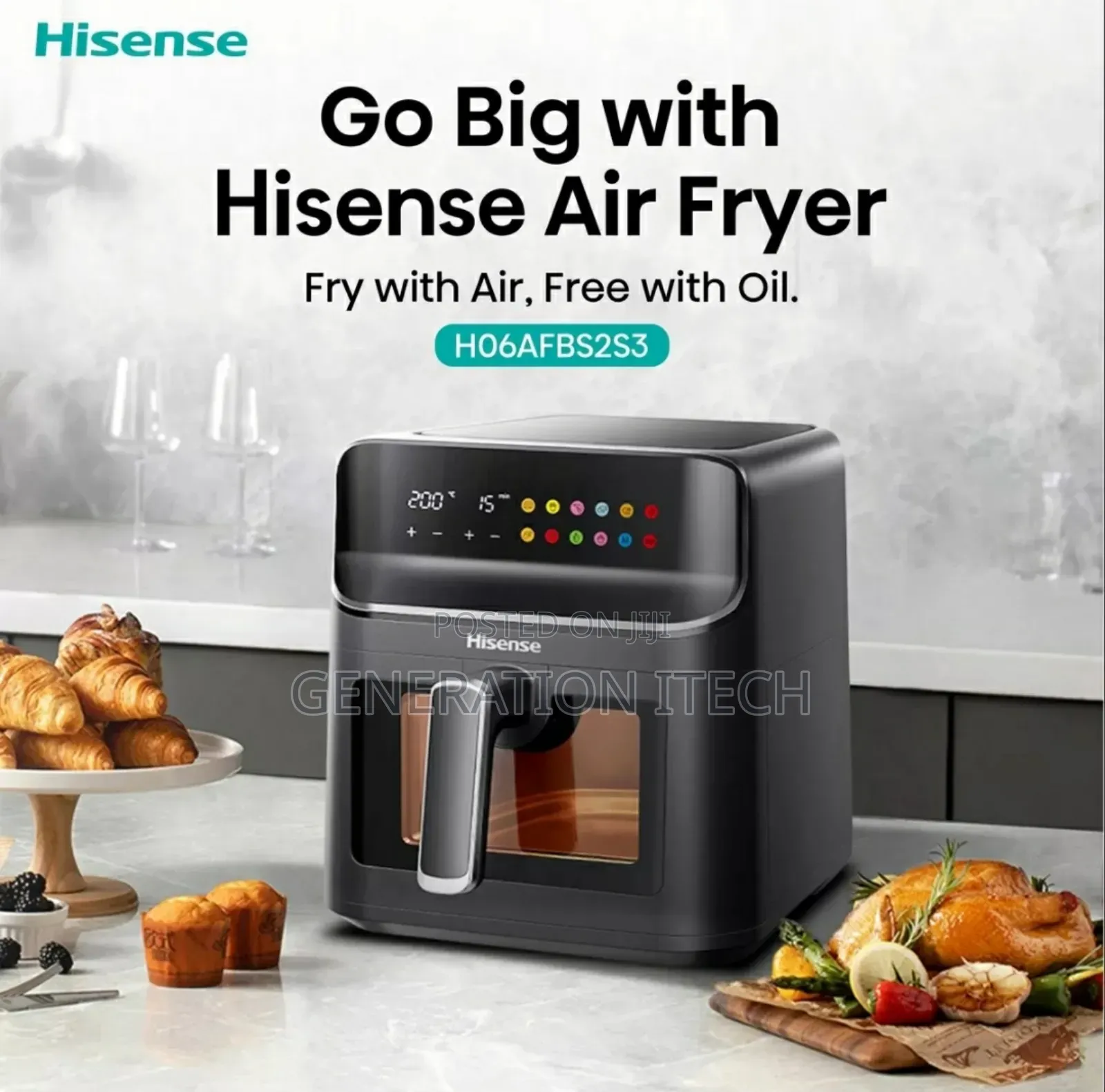 Hisense Air Fryer 6.7l With Led Display And Touch Control