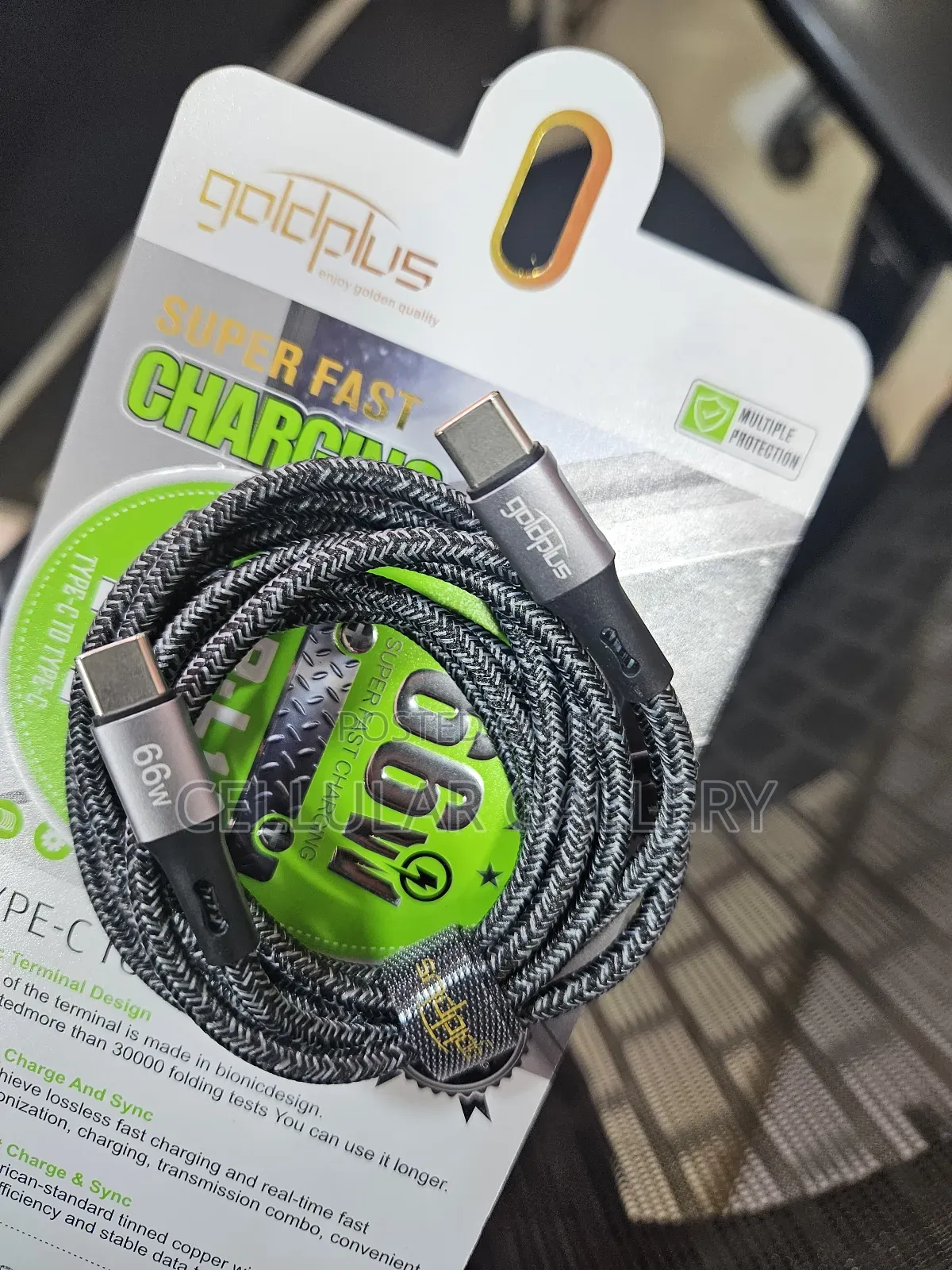 Goldplus Usb-C to Usb-C Braided 66w Data Cable of 2m