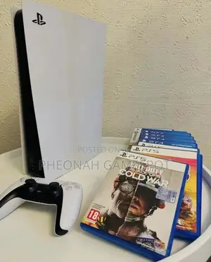 Full Ps5 Standard Set, 2 Pads, 4 Games, Ready to Enjoy.