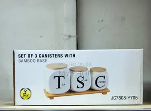 Canister Set With Bamboo Base