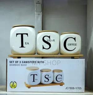 Canister Set With Bamboo Base