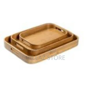 3 PCS Bamboo Rectangular Trays.