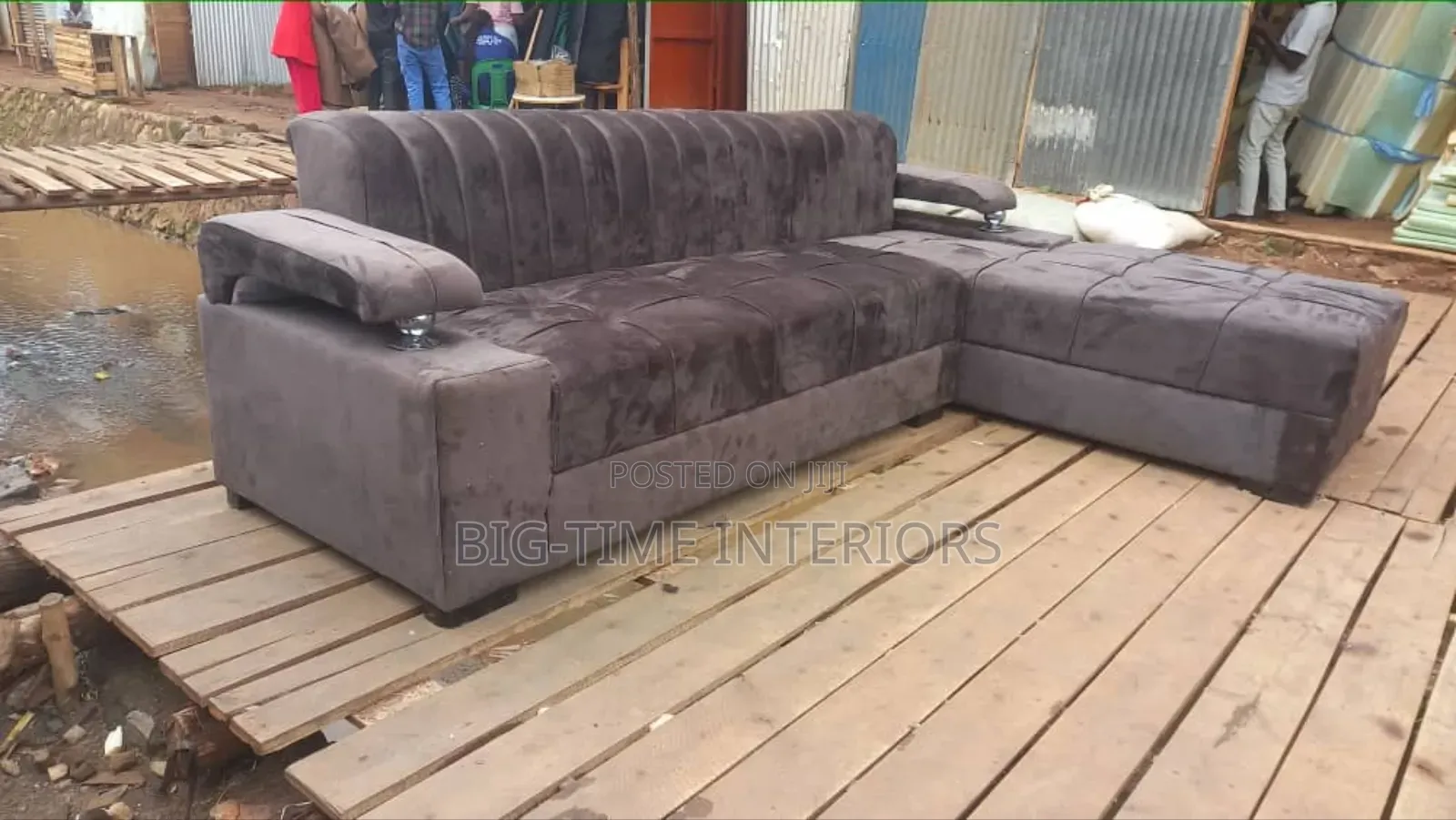 Brand New Coffee Brown Fabric 5seater L Shaped Sofa Set