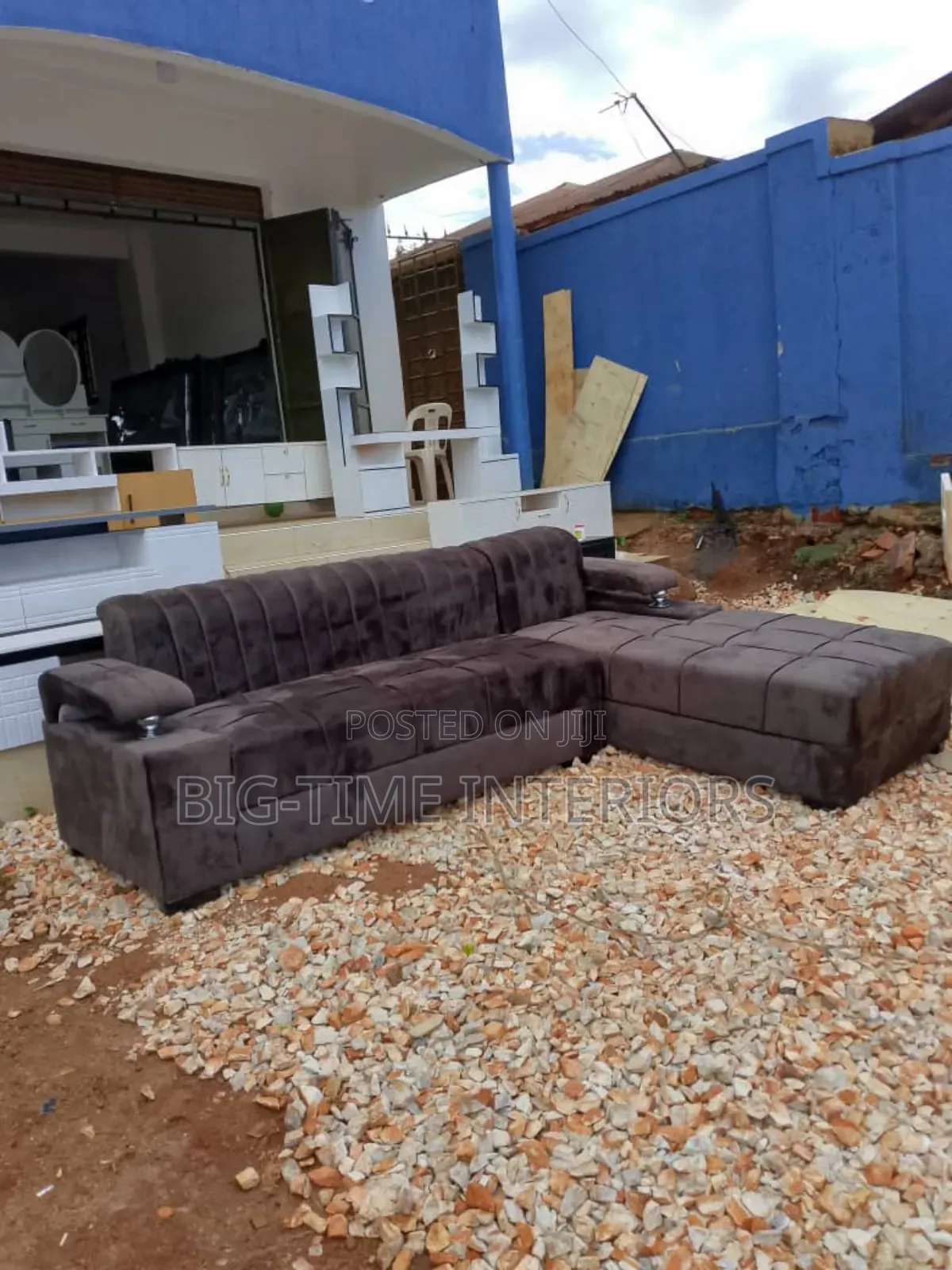 Brand New Coffee Brown Fabric 5seater L Shaped Sofa Set