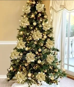 8ft Elegant Christmas Tree-with Golden Balls And Lights Home Decor