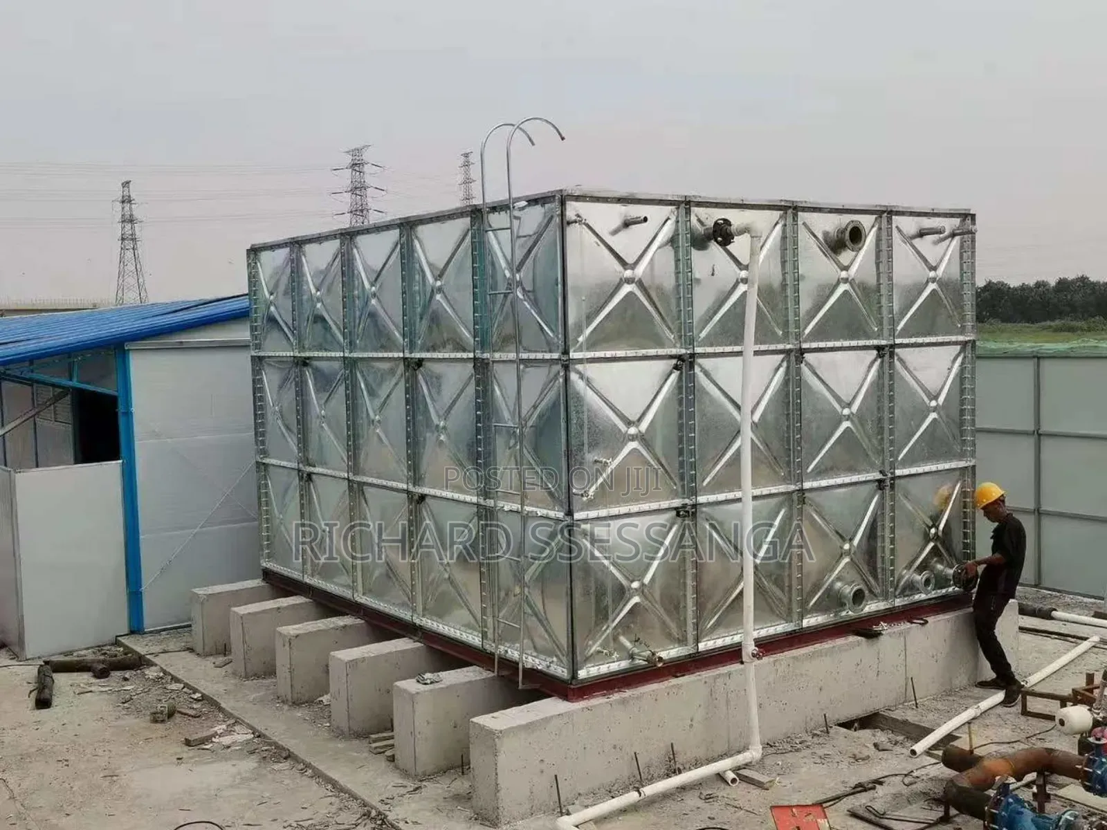 Pressed Galvanised Steel Plate Water Tank and Tower Fabrication