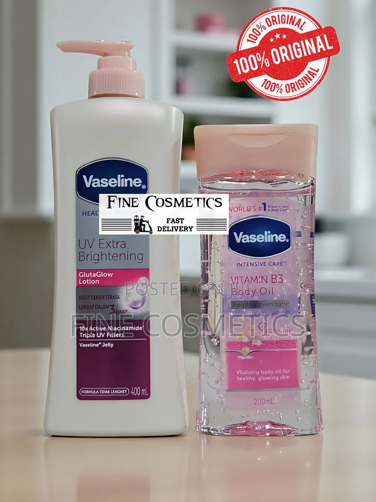 Vaseline Uv Extra Brightening Gluta Glow Lotion + Vitamin B3 Body Oil