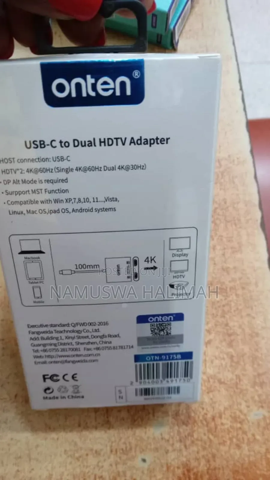 Onten 2-in-1 Multi-Stream Transport (Mst) Usb-C to Dual HDTV Adapter