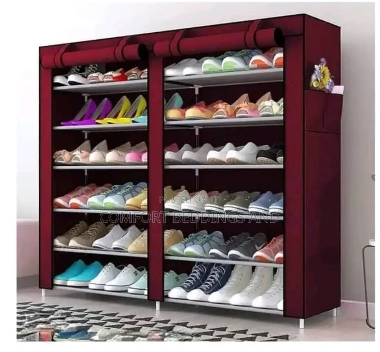 Metallic Shoe Rack Maroon