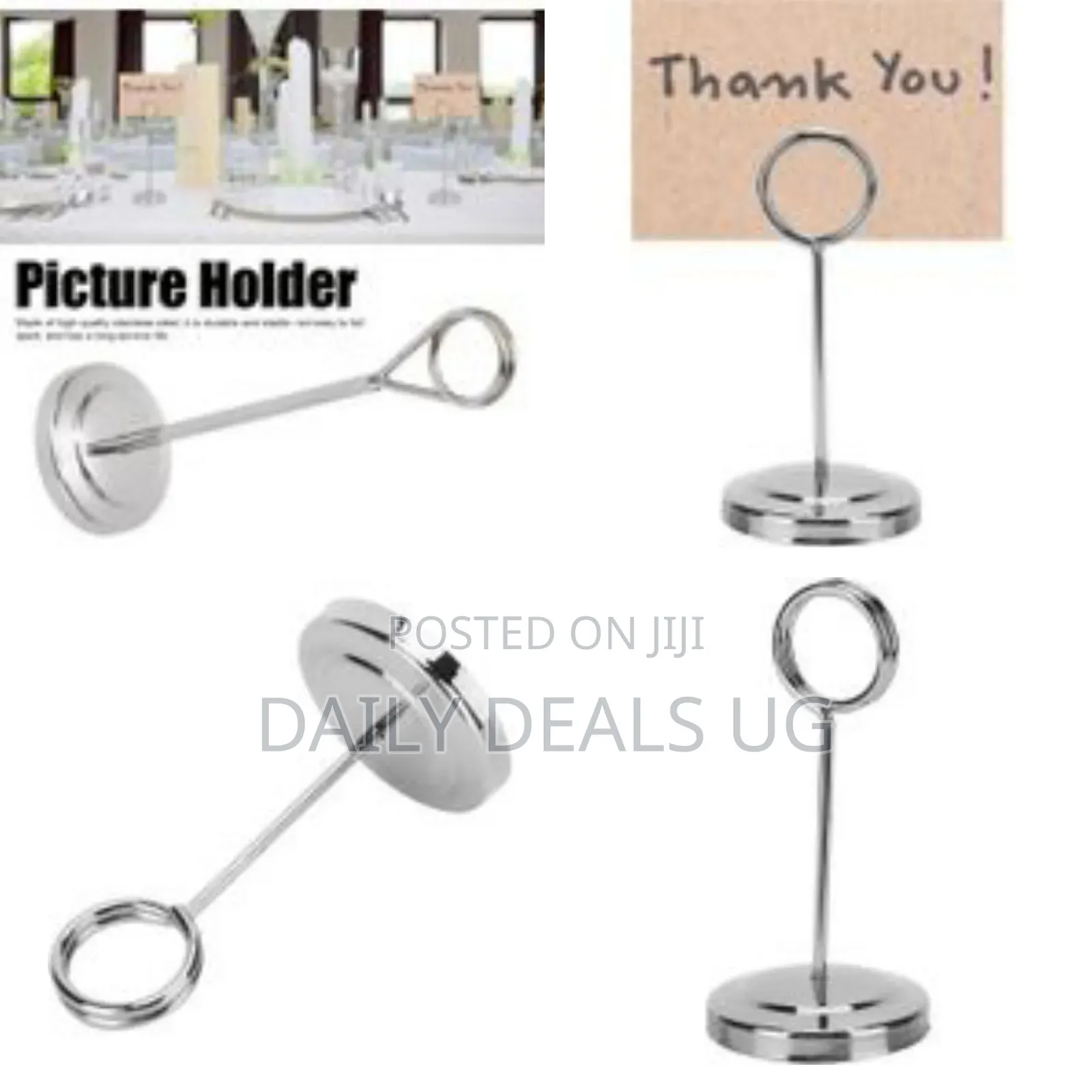 6 Pieces of Stainless Steeltable Number Plate Menu Exhibit Holder Note