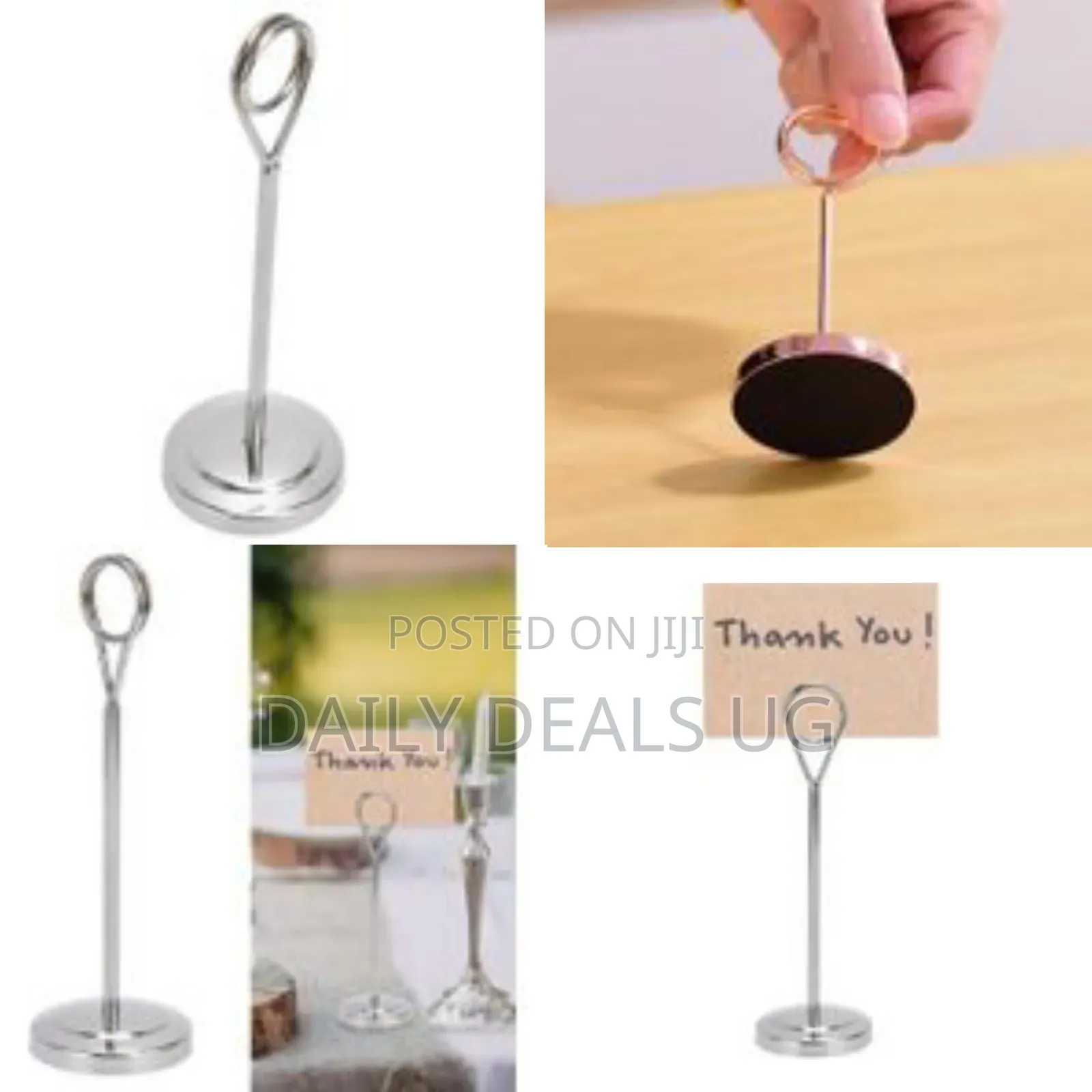 6 Pieces of Stainless Steeltable Number Plate Menu Exhibit Holder Note