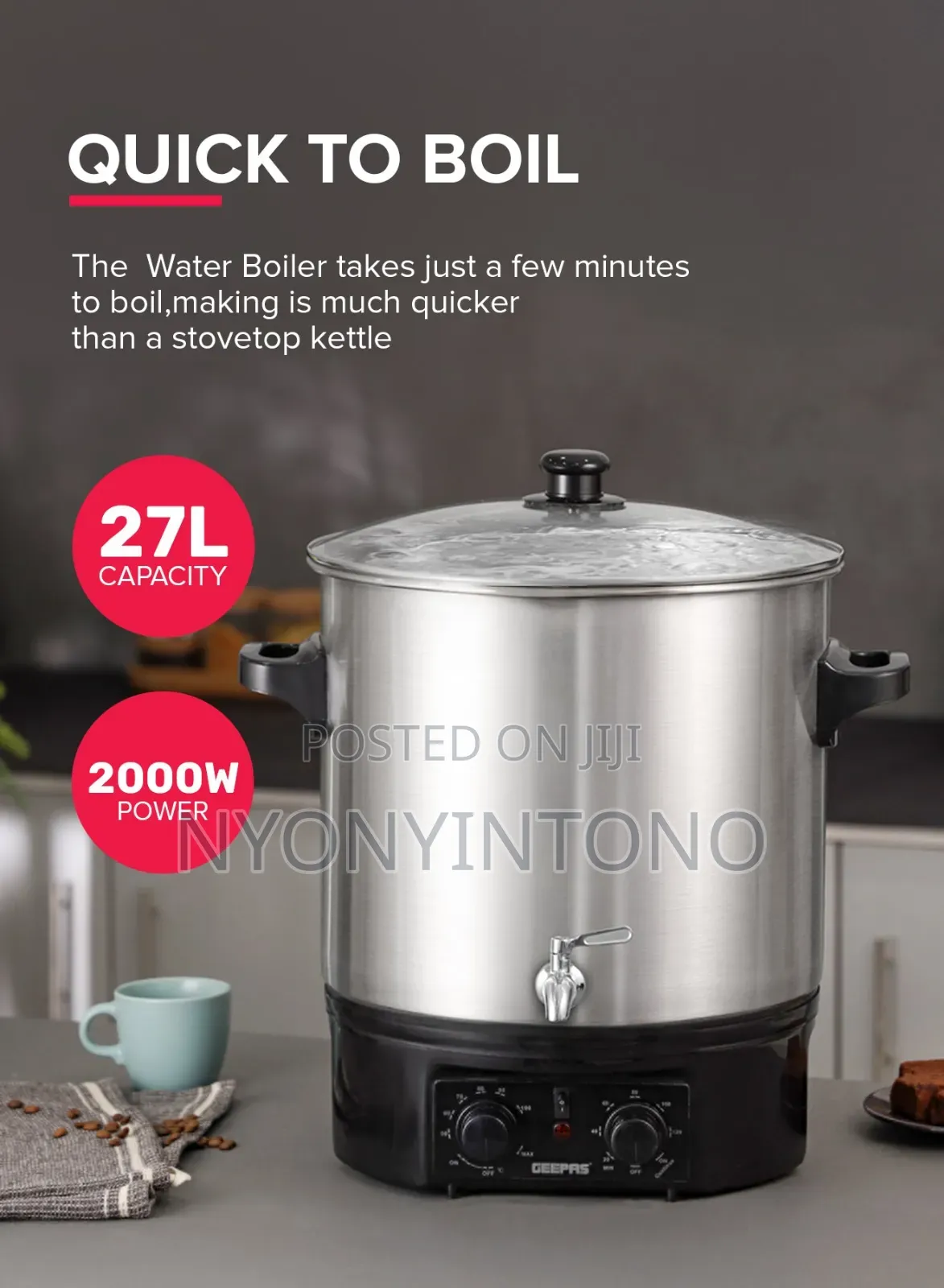 Geepas 27liters Automatic Water Boiler Gk-38077
