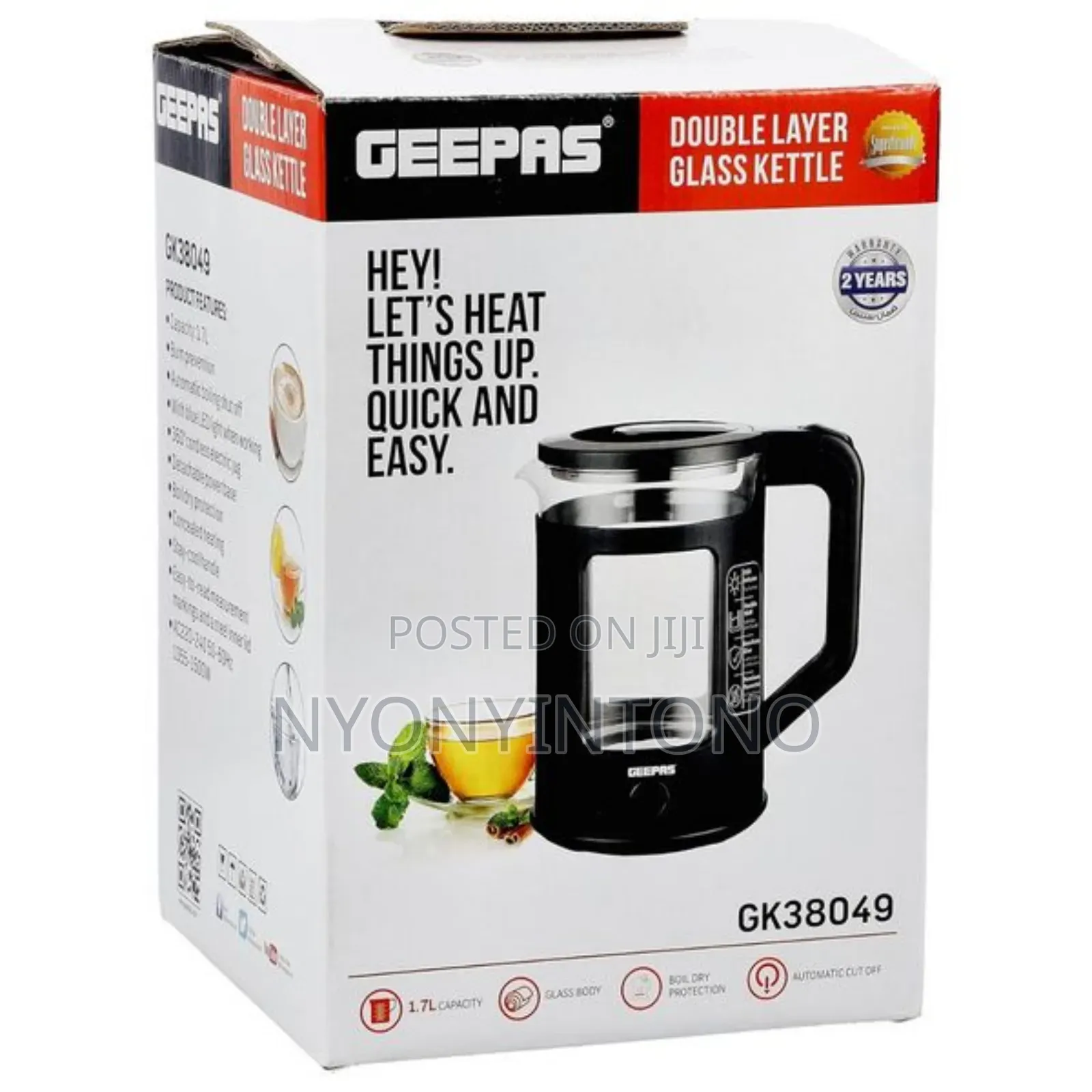 Geepas 1.8l Automatic Glass Kettle Gk-38049
