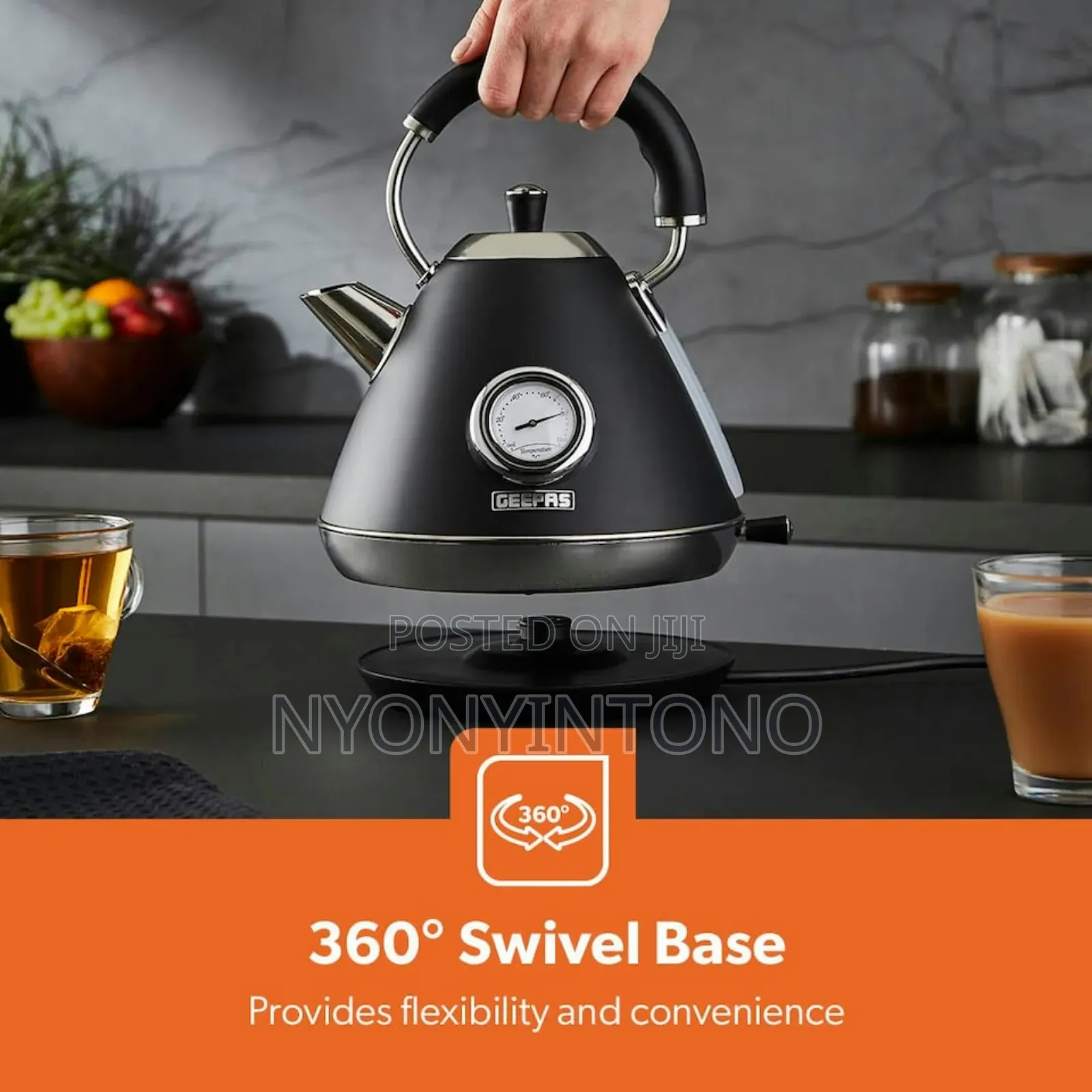 Geepas New Model 1.7l Automatic Cordless Electric Kettle Gk-38073 Bk