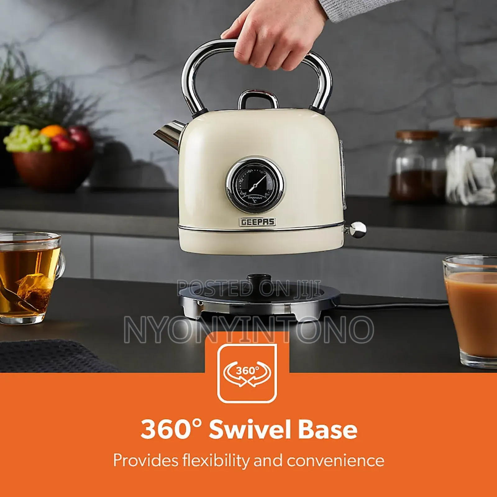Geepas Cream Classic Automatic Cordless Electric Kettle Gk-38074 Cr