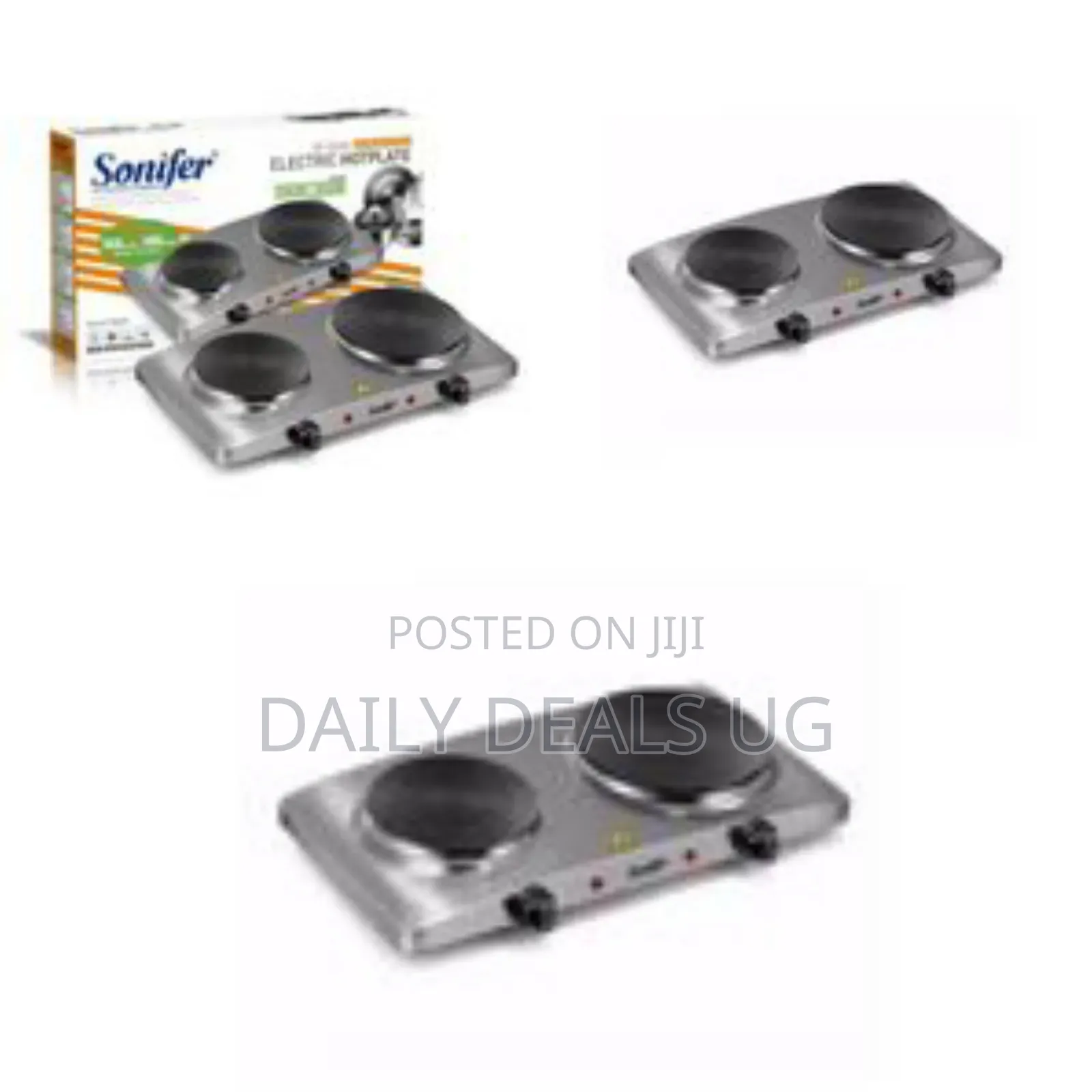Sonifer Double Electric Hot Plate Cooking Stove Cooker- Silver