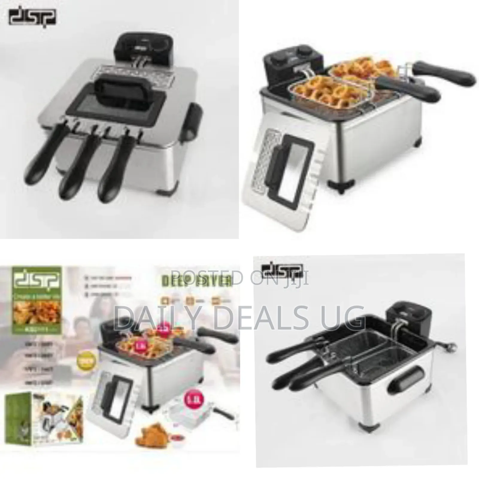DSP 5.0 L Triple Basket Electric Deep Fryer With 2 Baskets Lids