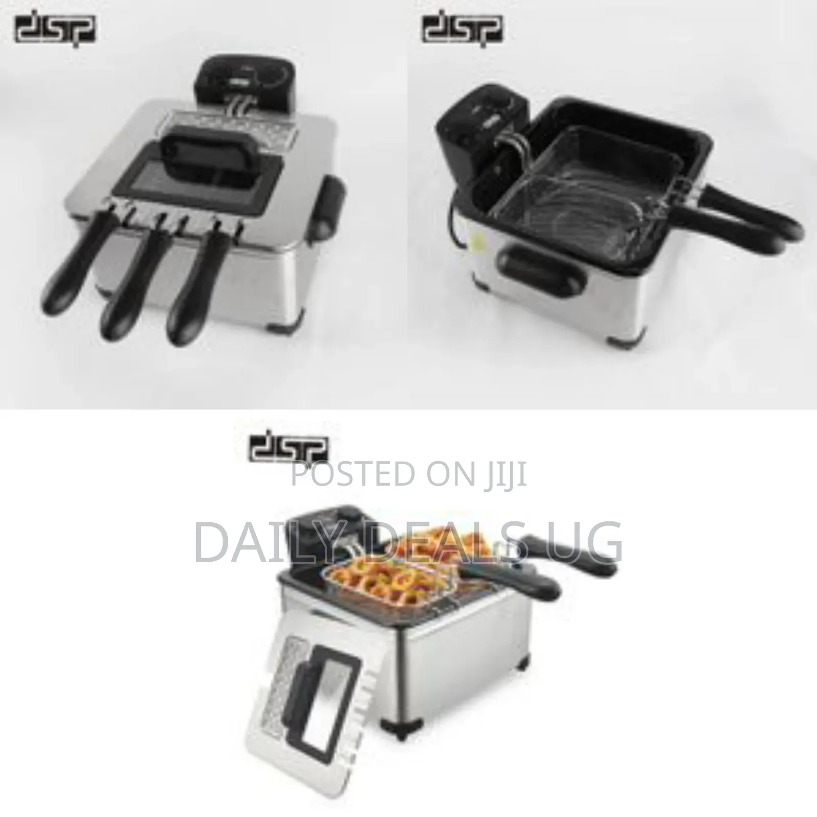 DSP 5.0 L Triple Basket Electric Deep Fryer With 2 Baskets Lids