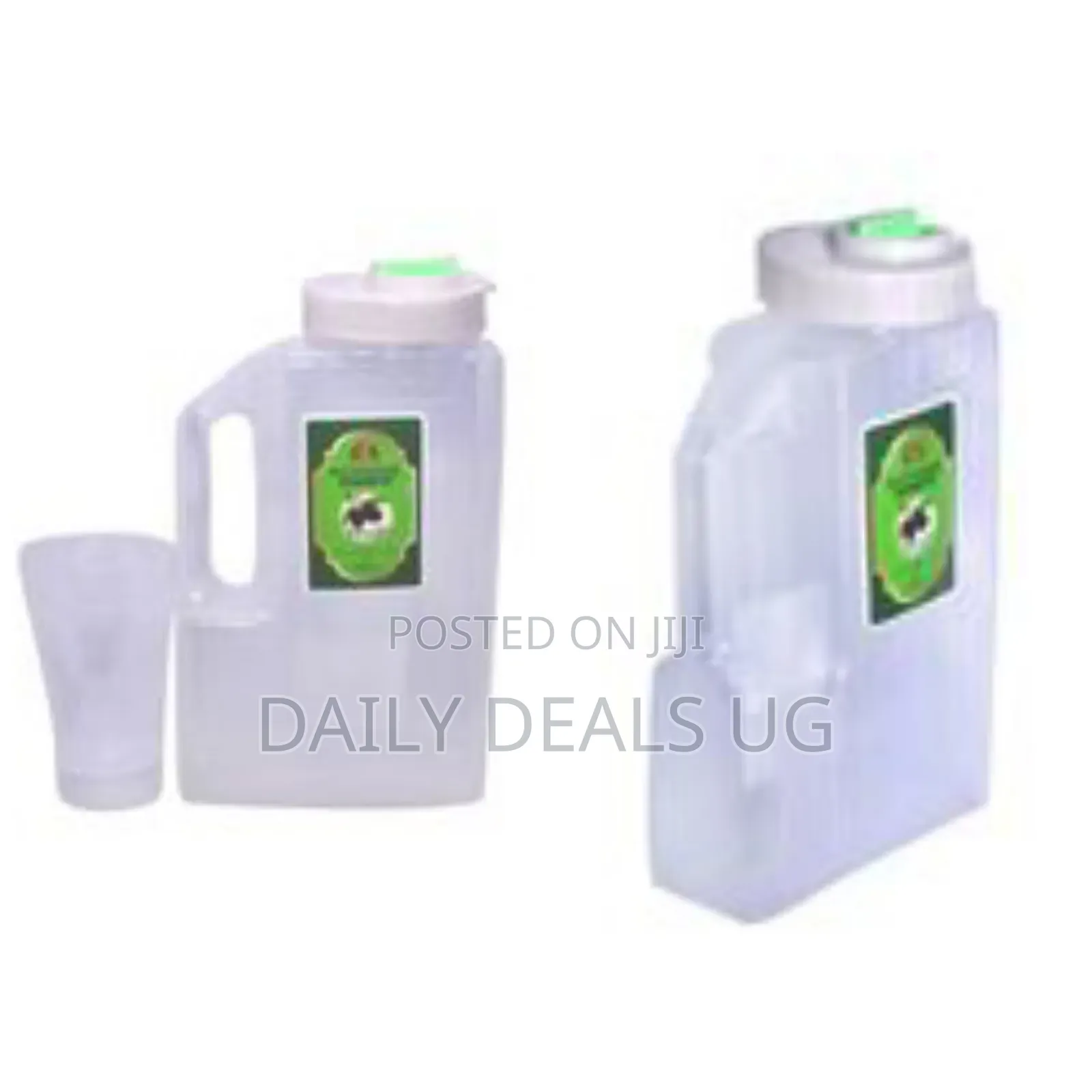 Plastic Water Fridge Bottle With 1 Glass, 1.5l - Green, White
