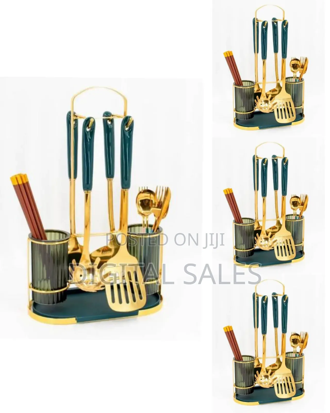 Kitchen Utensil Holder Countertop 2 Cups Cooking Cutlery Rack