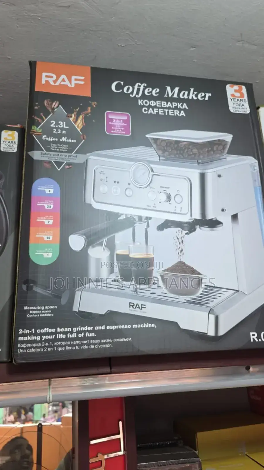 Raf 2-in-1 Coffee Maker With Built-in Grinder (2.3l)