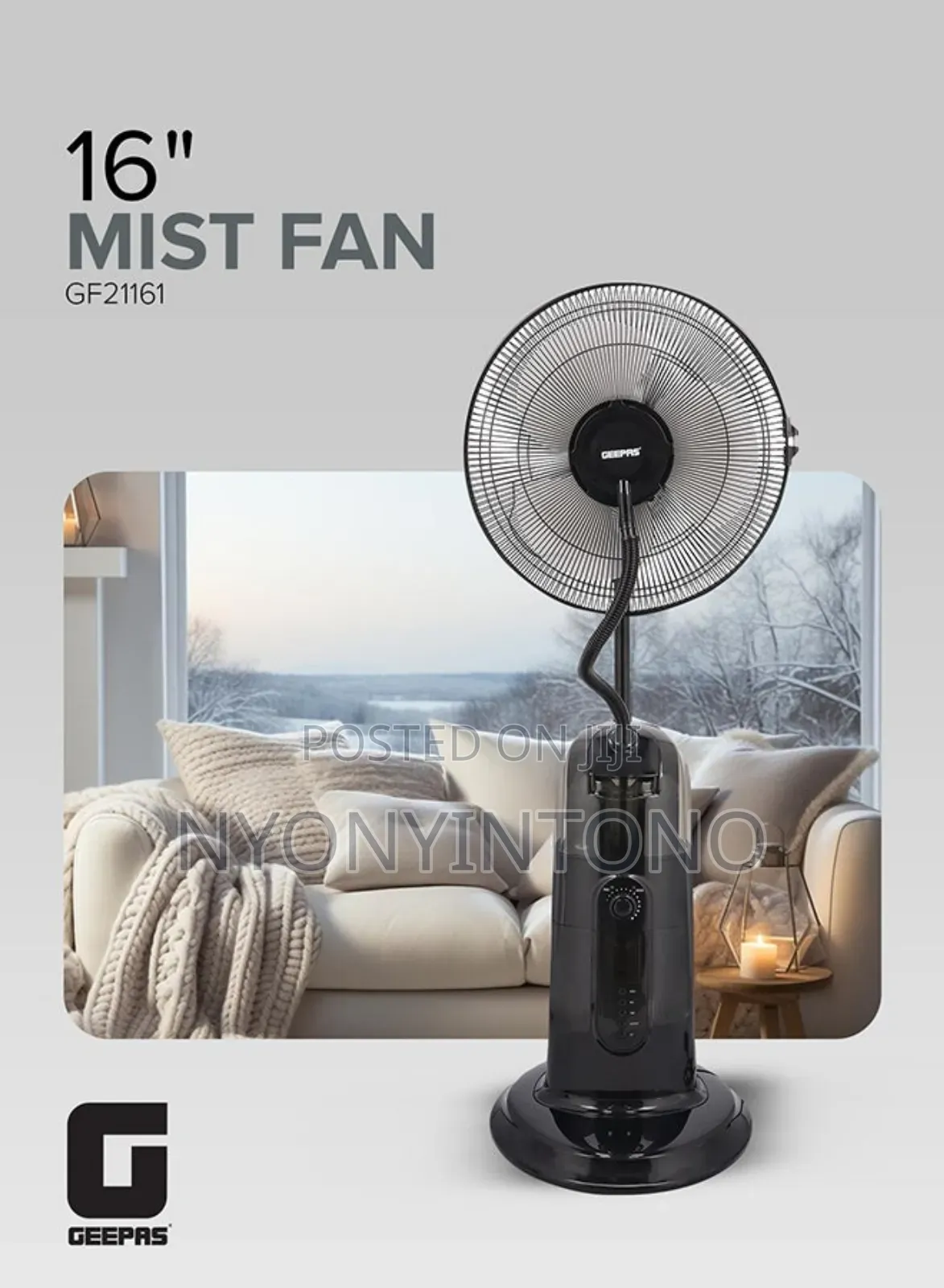 Geepas 16" Pedestal Stand Mist Fan Gf21161