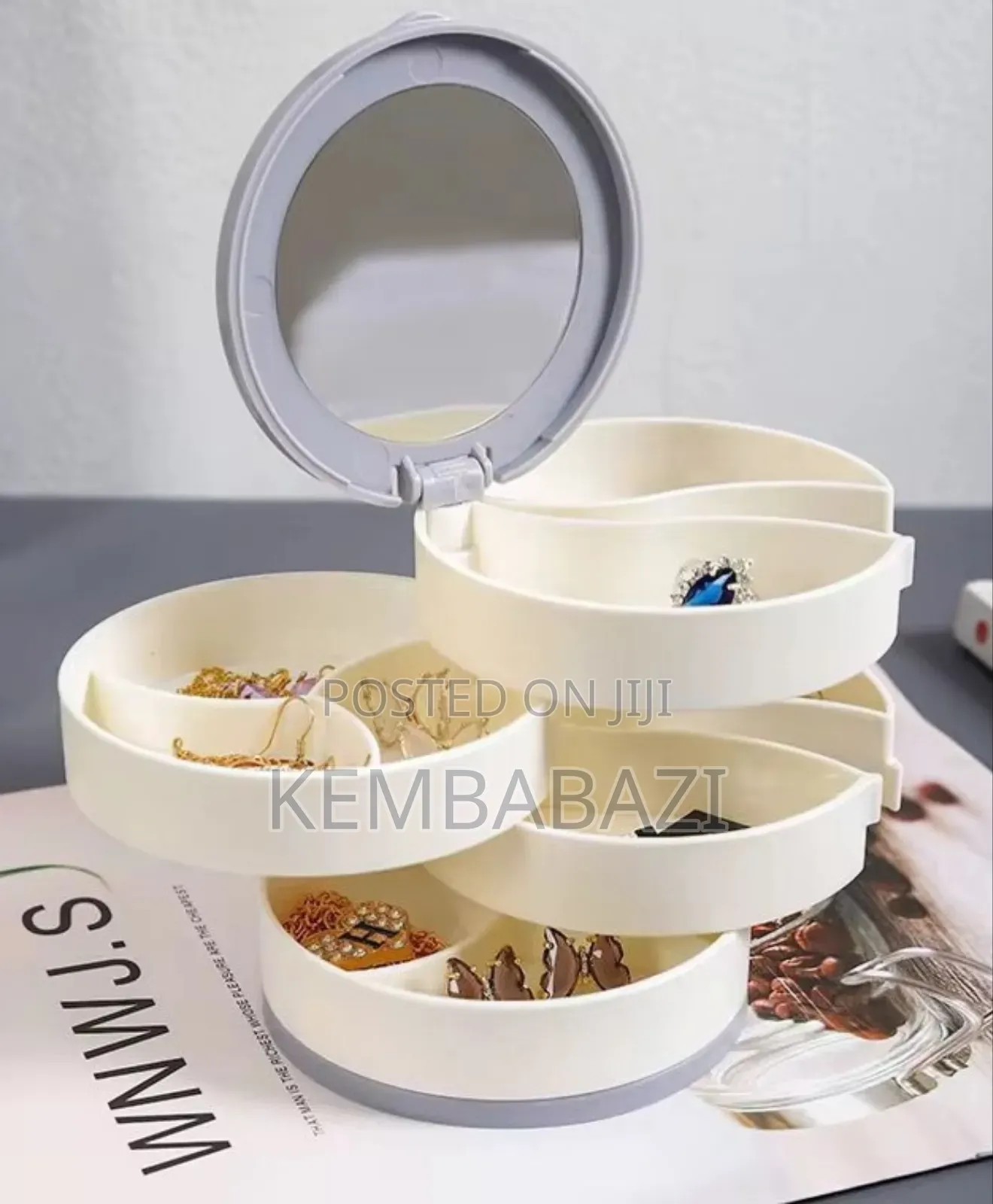 Rotating, Multi-Layer Jewelry Organizer Storage Box