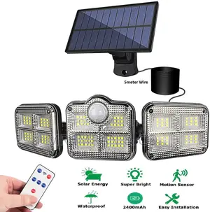Adjustable 3 Heads Solar Sensor Light