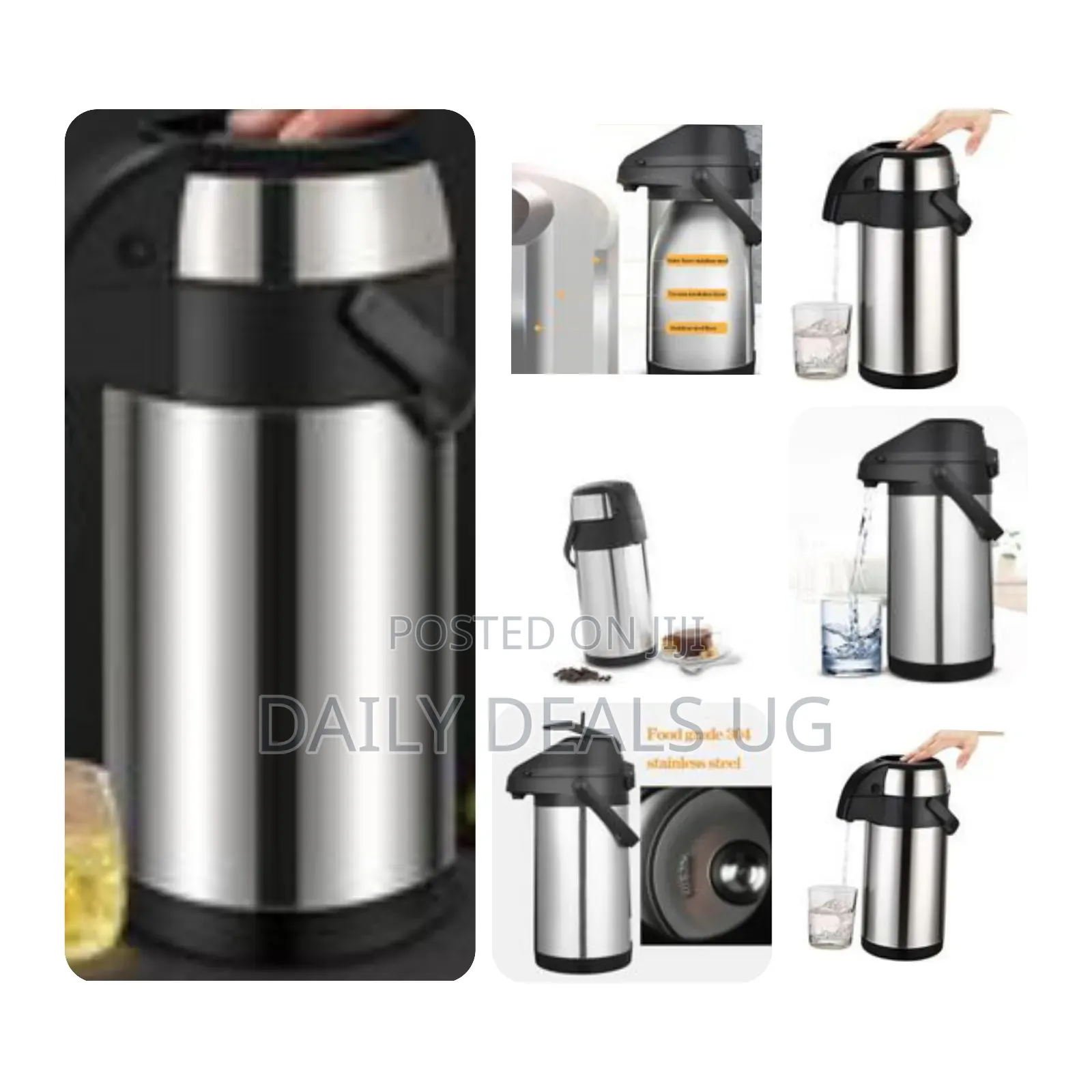 Daydays 5l Thermal Flask Stainless Steel, Pump Action Vacuum Insulated