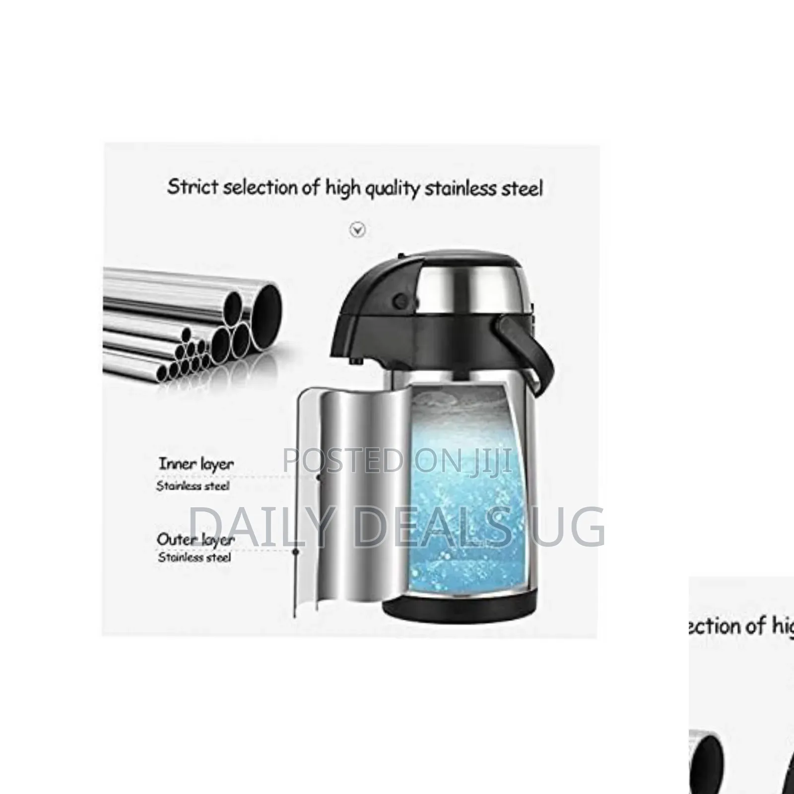 Daydays 3.5l Thermal Flask Stainless Steel, Pump Action Vacuum