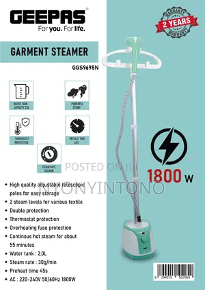 Geepas Heavy-Duty Garment Steamer Ggs9695