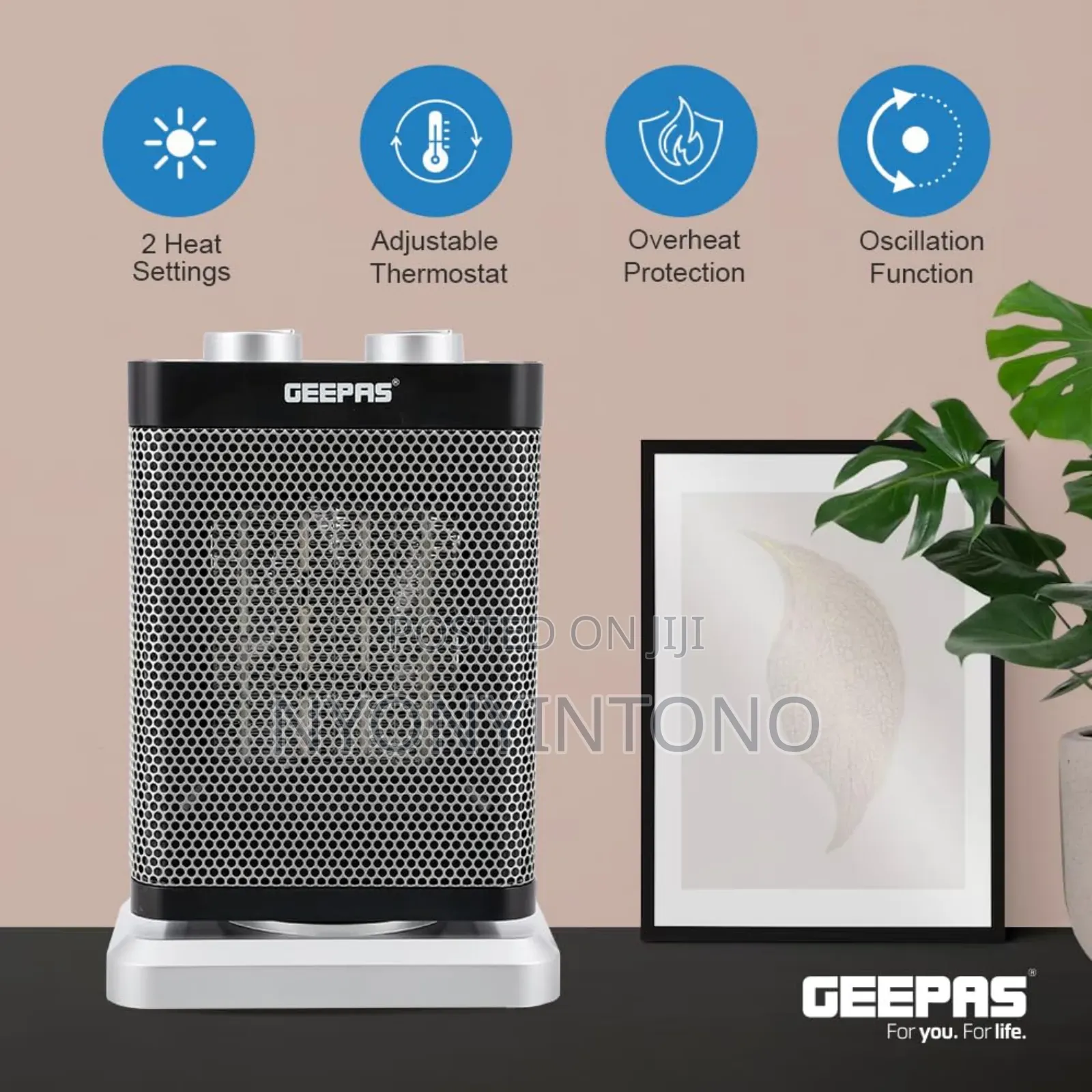 Geepas PTC Oscilating Electric Room Heater Grh28029