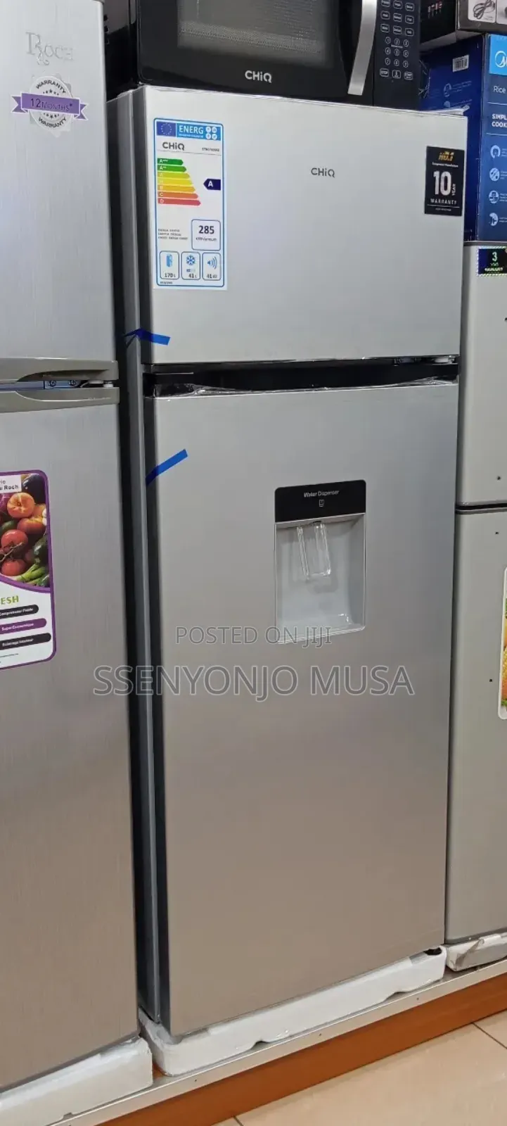 Chiq 270l Double Door Refrigerator – Silver | Water Dispenser.