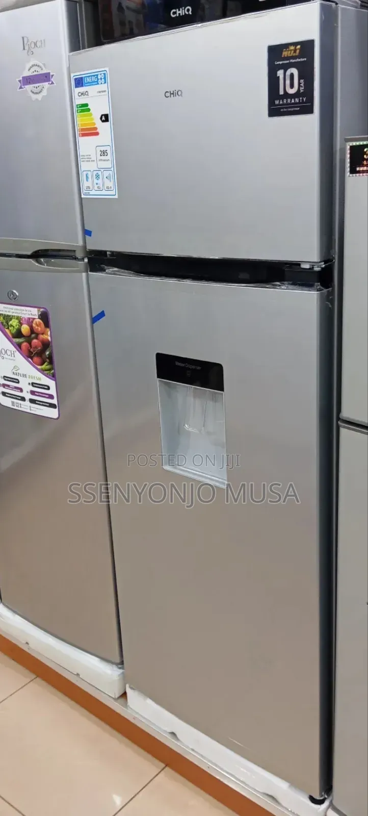 Chiq 270l Double Door Refrigerator – Silver | Water Dispenser.