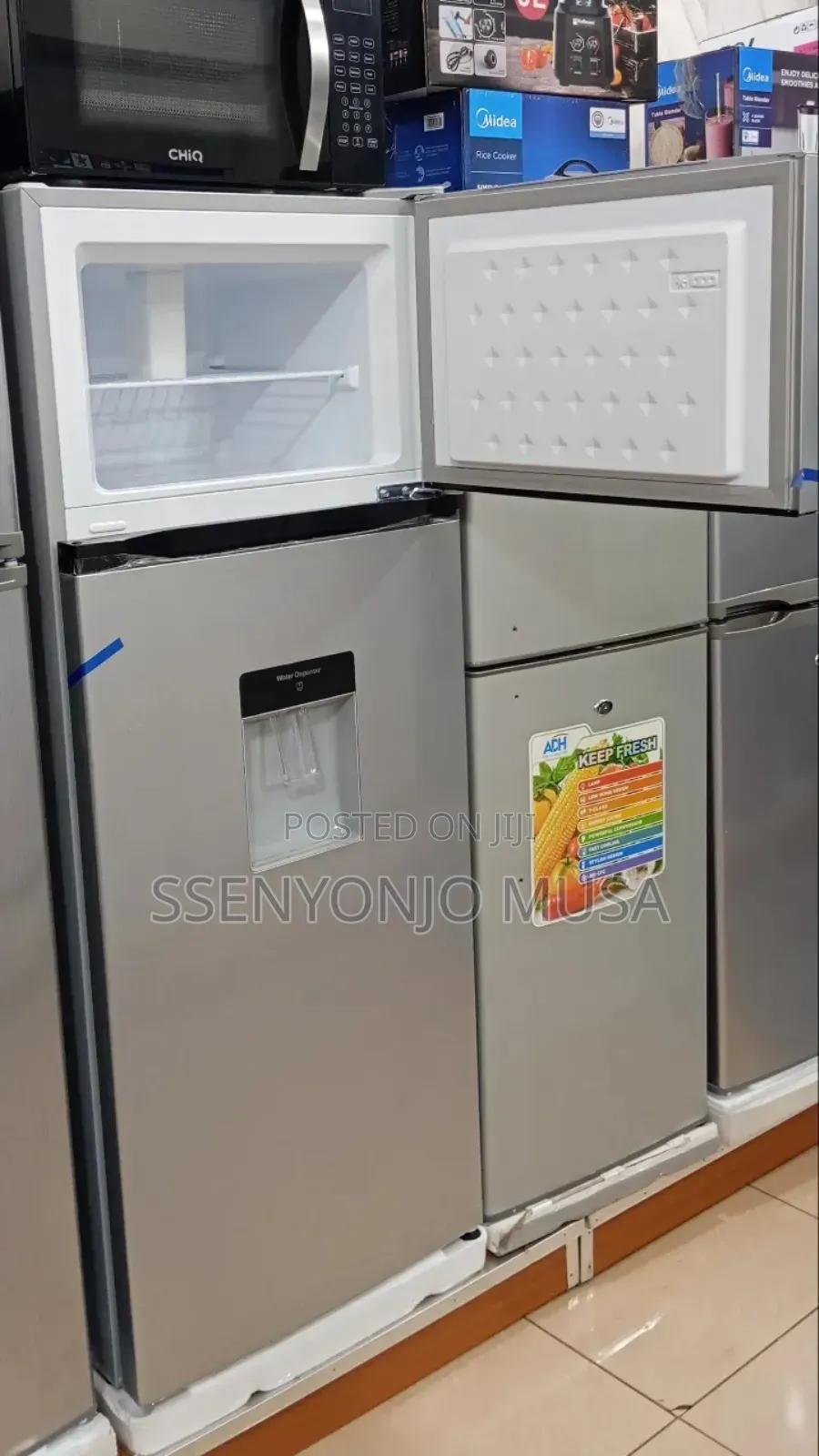 Chiq 270l Double Door Refrigerator – Silver | Water Dispenser.