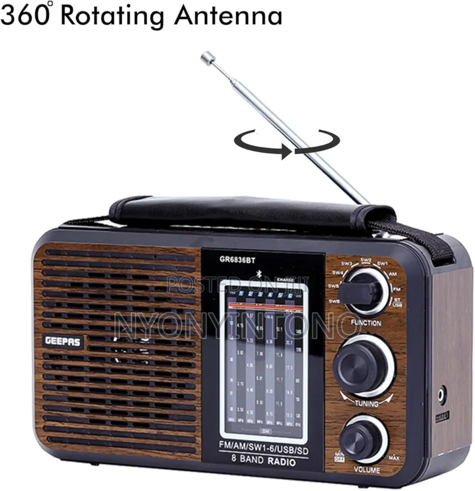 Geepas Rechargeable 8band Radio With Usb Port Bluetooth