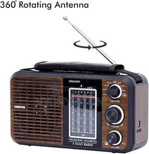 Geepas Rechargeable 8band Radio With Usb Port Bluetooth
