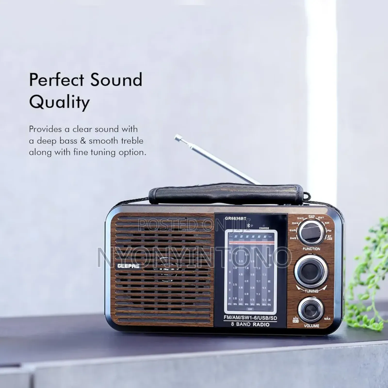 Geepas Rechargeable 8band Radio With Usb Port Bluetooth