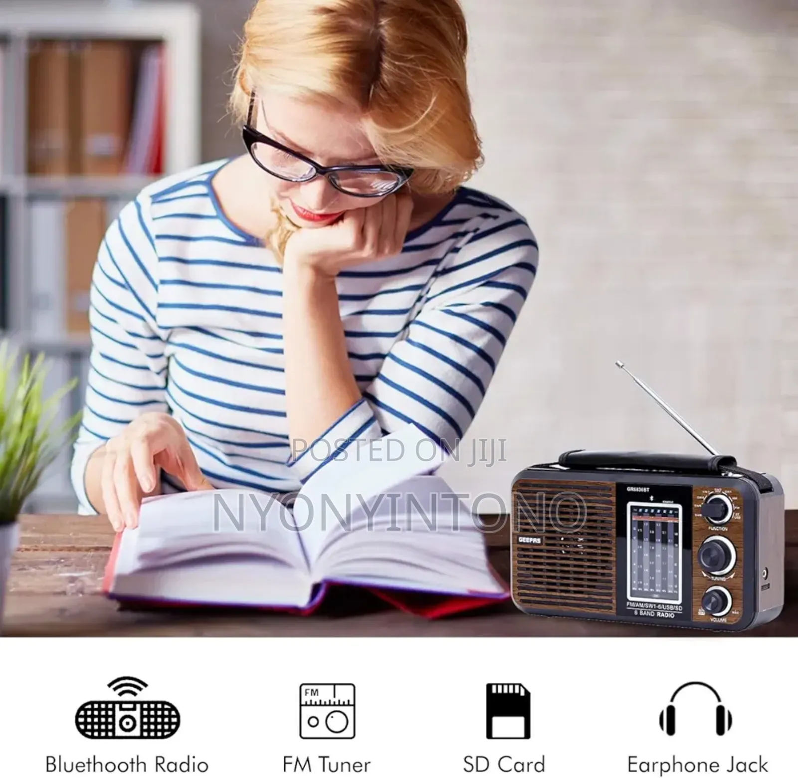 Geepas Rechargeable 8band Radio With Usb Port Bluetooth