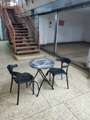 2 Seater Dining Glass Table and Plastic Chairs