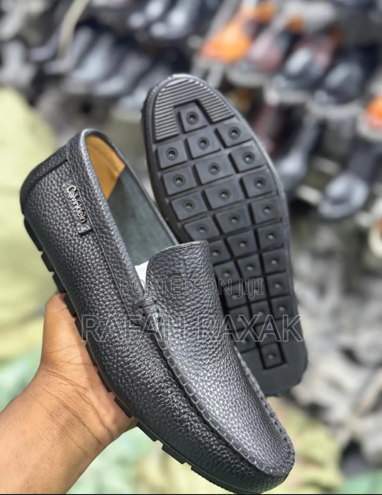 Original Men’S Black Calvin Klein Leather Moccasins