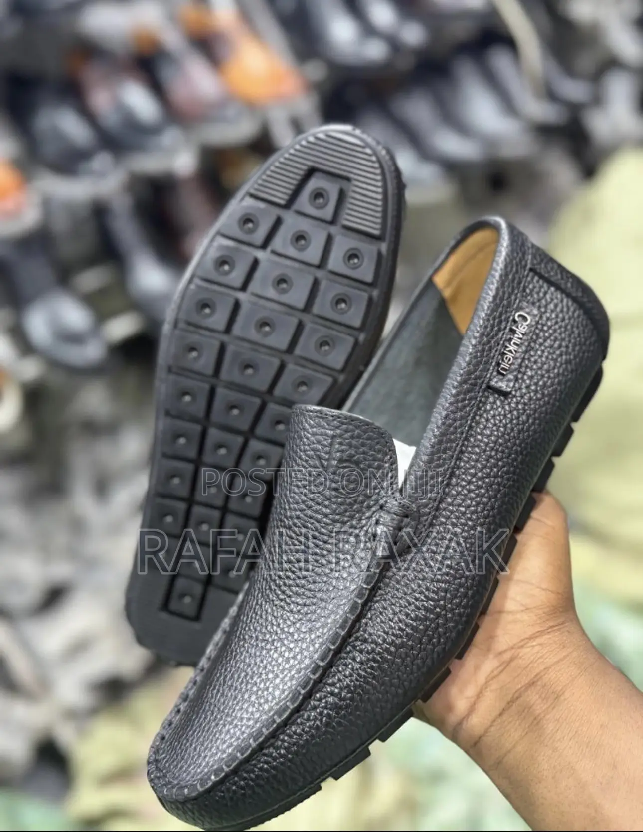 Original Men’S Black Calvin Klein Leather Moccasins