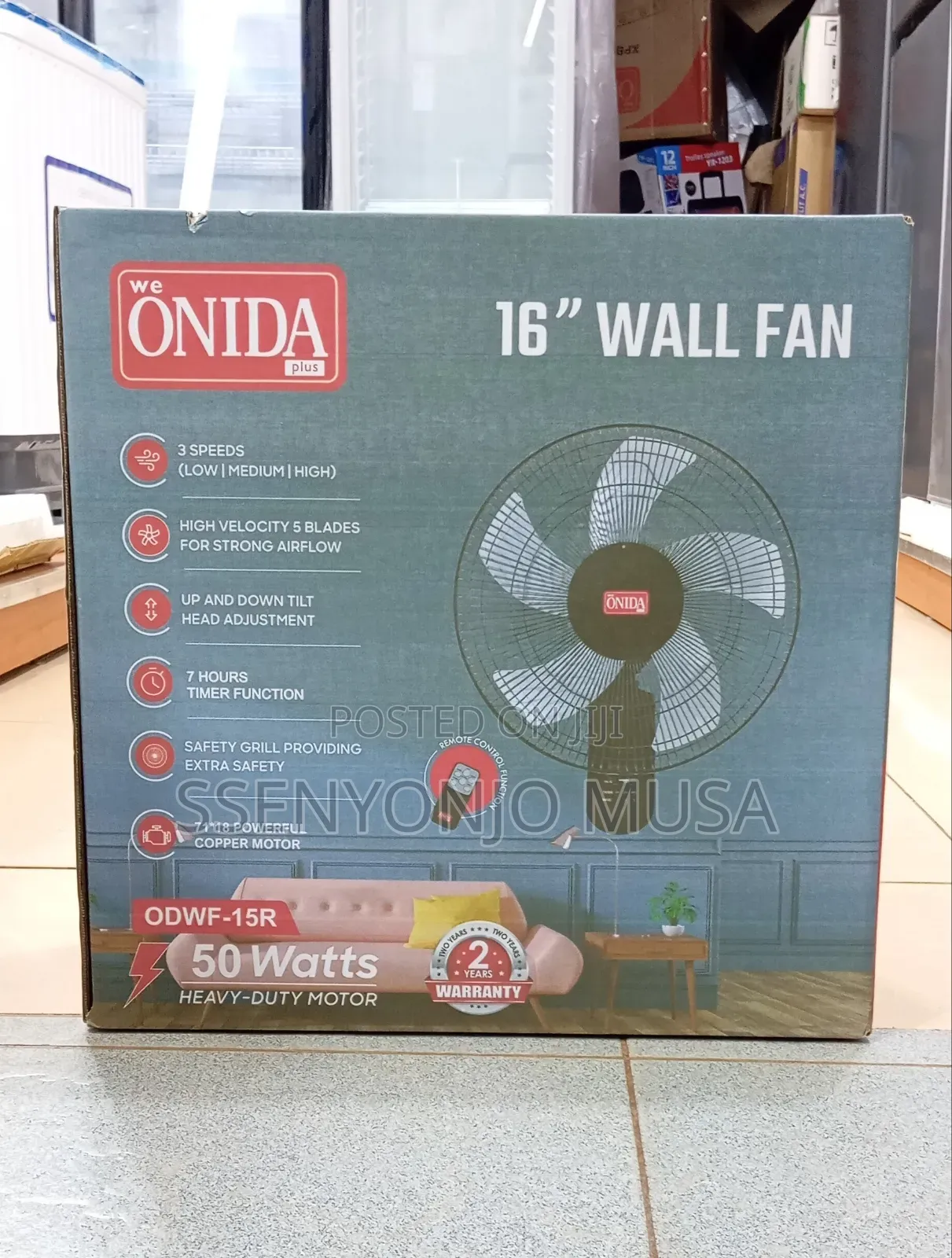 Onida Plus 16-Inch Wall Fan With Remote Control – 50w Powerful Motor,.