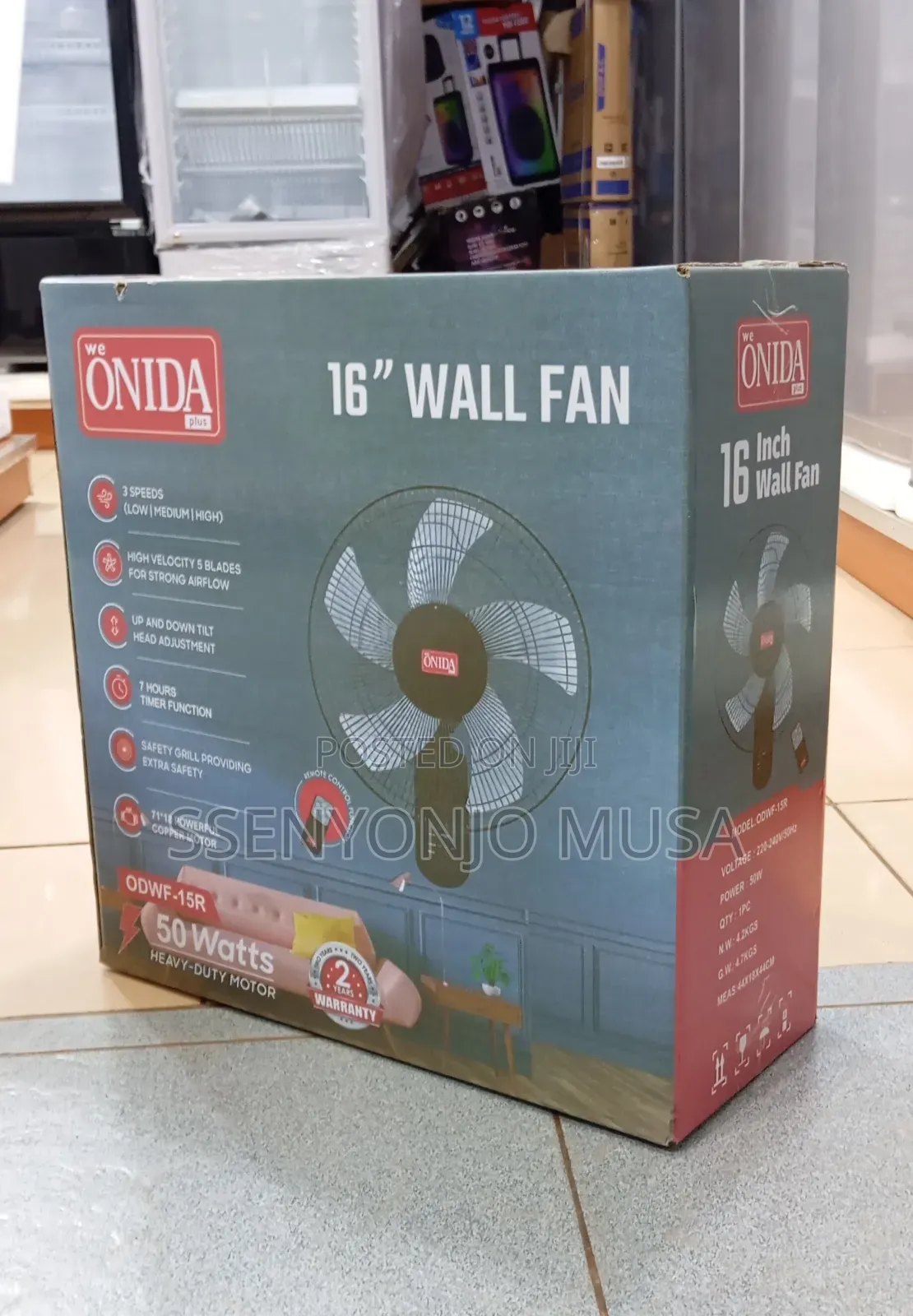 Onida Plus 16-Inch Wall Fan With Remote Control – 50w Powerful Motor,.