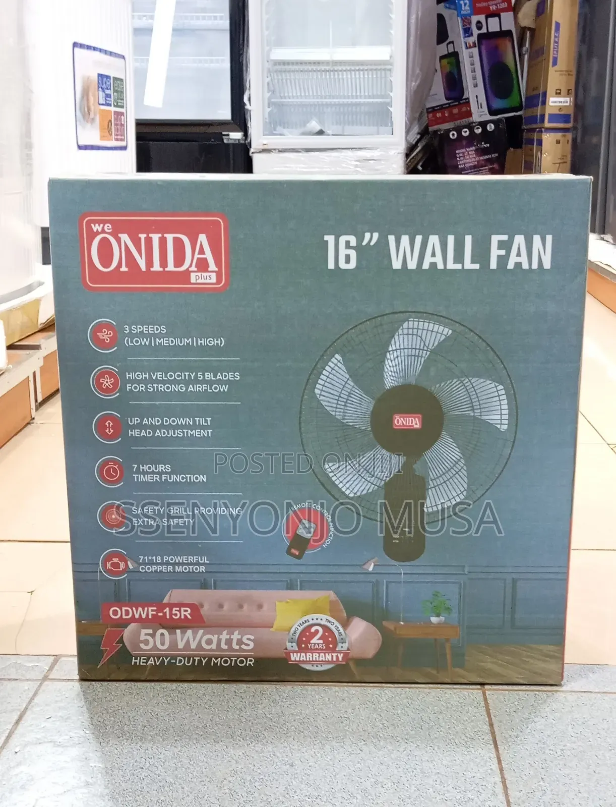 Onida Plus 16-Inch Wall Fan With Remote Control – 50w Powerful Motor,.